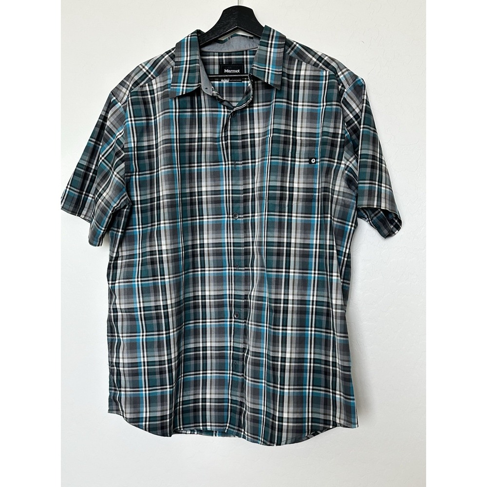 Marmot Dobson plaid short sleeve shirt Blue, Green Size XL Camping Fishing Hike